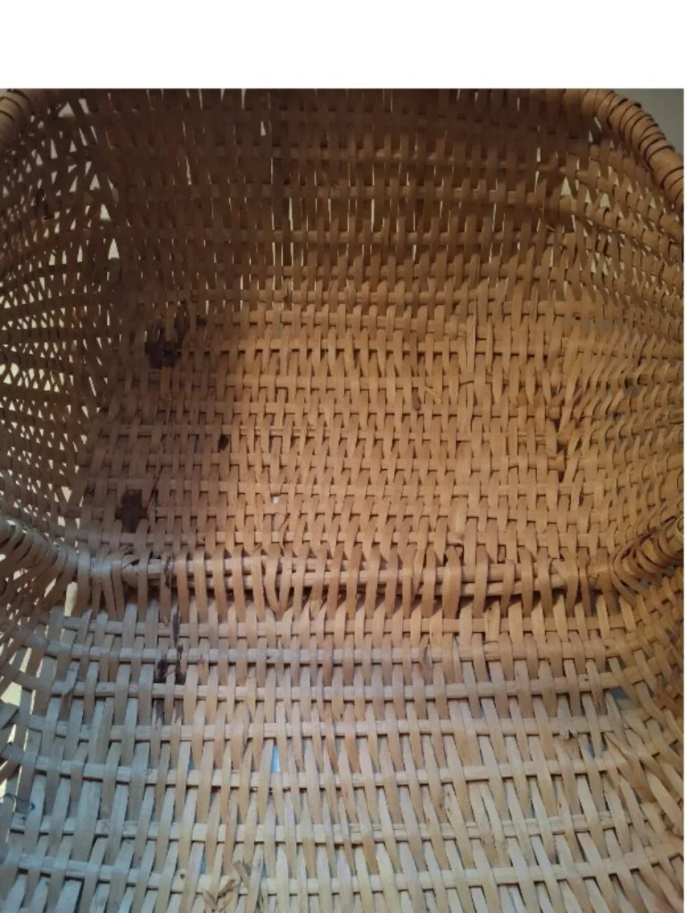 Brown Wicker Rectangular Storage, Gathering Basket w/ Handles